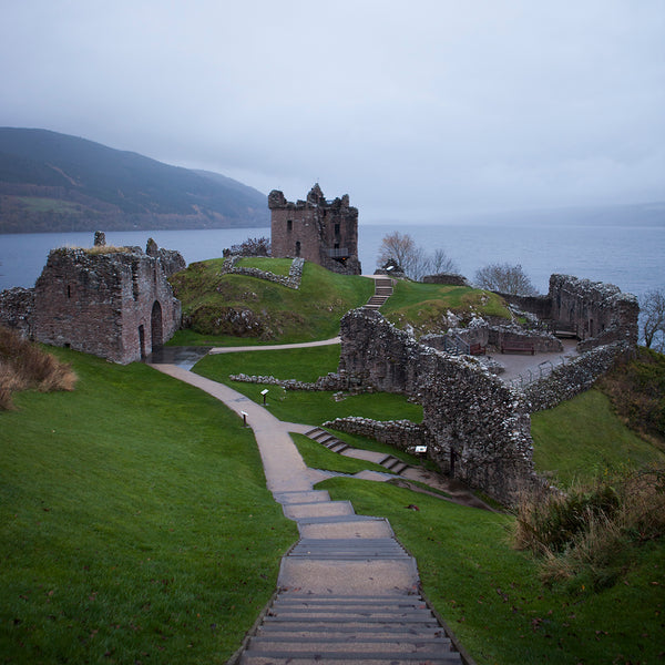 Scotland castle, green coast